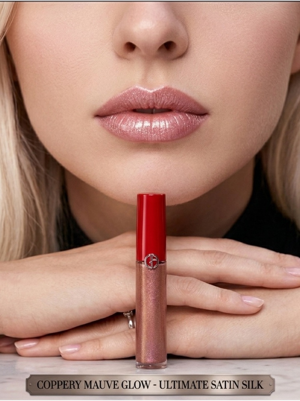 Armani Lip Maestro Velvet 532 Glow: Transitional Rose Nude to Coppery Rose Gold - Picture 4 of 8